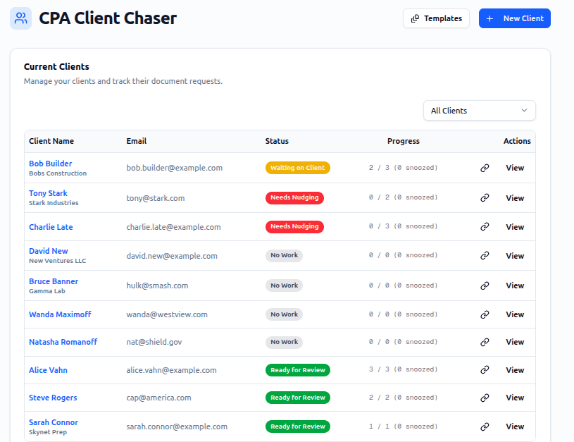Dashboard Screenshot